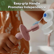 haakaa 360° Baby Toothbrush with Suction Base - Gentle Cleaning for Infant Self-Brushing Training, Food-Grade Silicone, Ad...