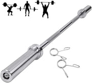 4ft Barbell Weight Bar Solid Steel Straight Weightlifting 2 Collars - Product Image