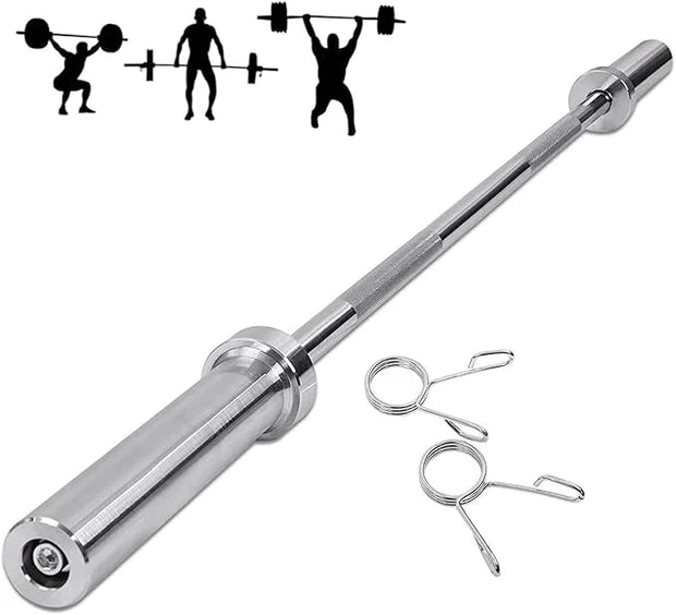 4ft Barbell Weight Bar Solid Steel Straight Weightlifting 2 Collars - Product Image