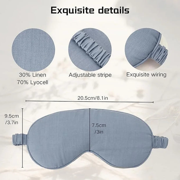 Linen Eye Mask for Girls,Travel Breathable Sleep Mask,Adjustable Strap, Hypoallergenic, Cooling with Travel Bag Gift Packa...