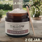 Beef Tallow for Skin Care, Face, Hands - Natural Moisturizer - Whipped - Organic Grass-Fed Beef Fat - Vitamins A, D, E, K ...
