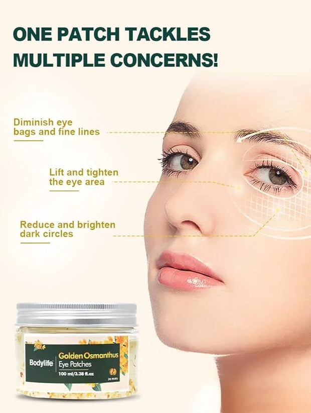 Golden Osmanthus Anti Aging Eye Mask for Dark Circles and Puffiness Reduce Wrinkles,with Hydrolyzedsoy protein, Osmanthusf...