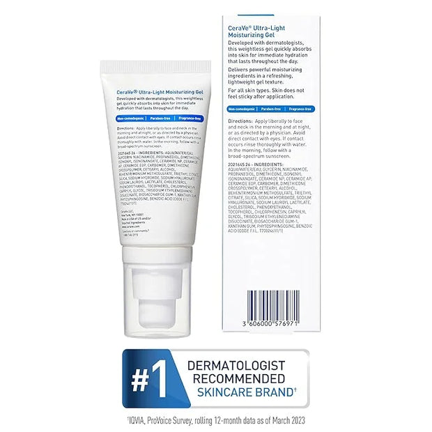 CeraVe Ultra-Light Moisturizing Gel, Hydrating Gel Face Moisturizer with Ceramides, Niacinamide, Hyaluronic Acid, Fragranc...