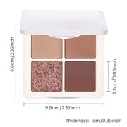 4 Colors Matte Shimmer Eyeshadow Makeup Palette,Nude Light Dark Brown Rose Gold Highly Pigmented Natural Neutral Eye Shado...