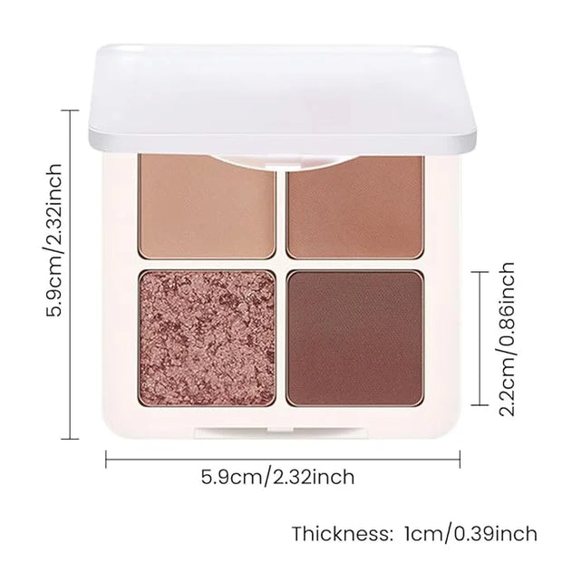 4 Colors Matte Shimmer Eyeshadow Makeup Palette,Nude Light Dark Brown Rose Gold Highly Pigmented Natural Neutral Eye Shado...