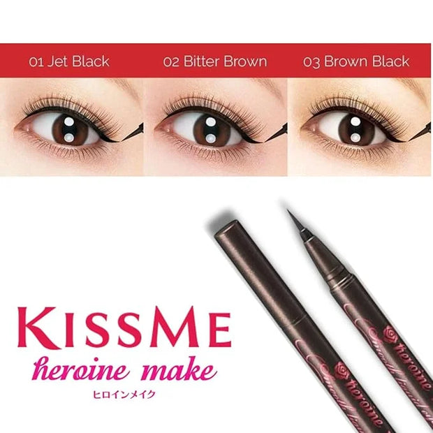 Heroine Make by KISSME Waterproof Smooth Liquid Eyeliner, Japanese Eye Makeup for Smudge-free, Super Keep Brown Black - Pr...