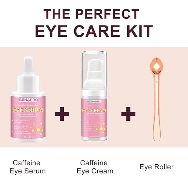 Caffeine Eye Cream,Dark Circles Under Eye Treatment For Puffiness And Bags Under Eyes Wrinkles Dark Circles w/Eye Serum & ...