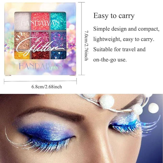 Glitter Eyeshadow Palette, Shimmer Purple Pink Blue Colorful Eyeshadow Palette, Lip Face Eye Glitter Makeup, Lasting Water...