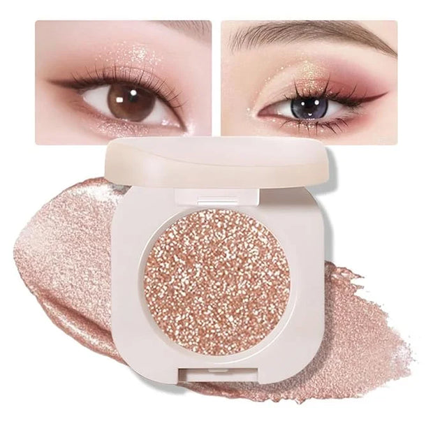 Glitter Shimmer Sparkle Eyeshadow Palette Makeup for Green Blue Eyes, Light Brown Glitter Shimmer Metallic Holographic Mul...