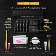 Infuse Black | Amenity & Accessory Kit | 1 oz Travel Size Shampoo, Conditioner, Lotion, Body Wash, Body Bar, 2 Cleansing B...