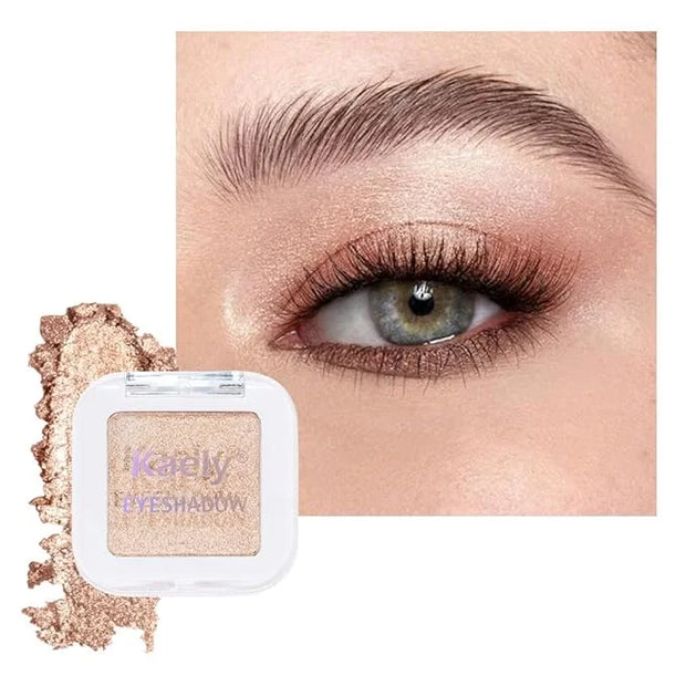 Kaely Pressed Single Eyeshadow Makeup, Light Nude Brown Shimmer Highly Pigmented Monochrome Eye Shadow Palette, Waterproof...