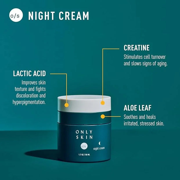 Face Moisturizer, Night Cream, Overnight Moisturizer (1.7 Ounce) - Anti Aging Nighttime Moisturizer, Creatine to Stimulate...