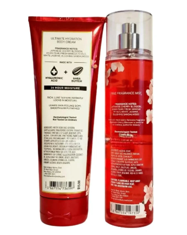 Bath & Body Works Fine Fragrance Mist & Ultra Shea Body Cream Japanese Cherry Blossom 2 Piece Set Full Size 8oz. - Product...
