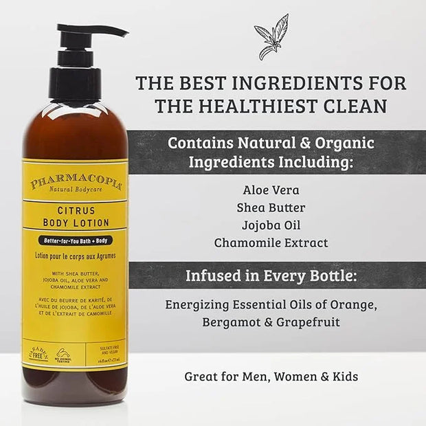 Pharmacopia Citrus Body Lotion - Hydrating Natural Moisturizer with Aromatherapy Benefits - Cruelty-Free Vegan Skin Care -...