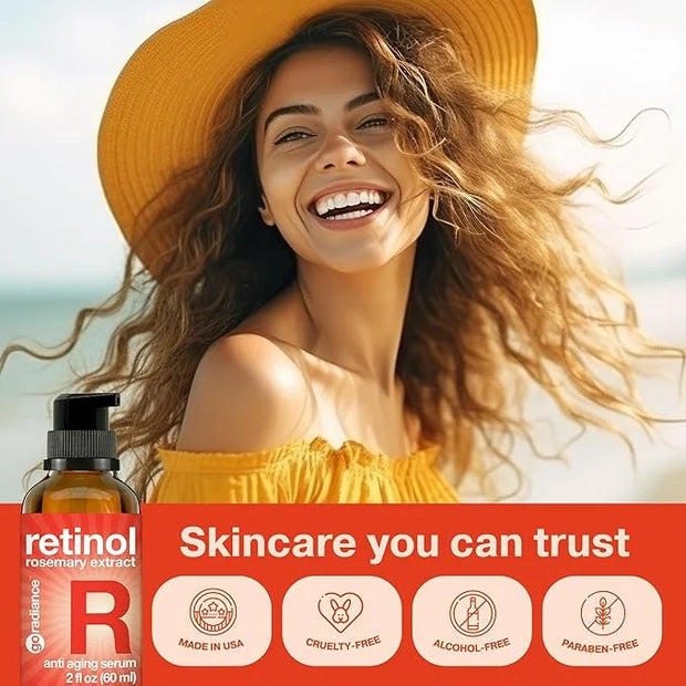 2X BIGGER 2OZ, Go Radiance 1% Retinol Serum for Face, Dark Spot Remover for Face, Anti Aging Serum, Pure Retinol for Face,...