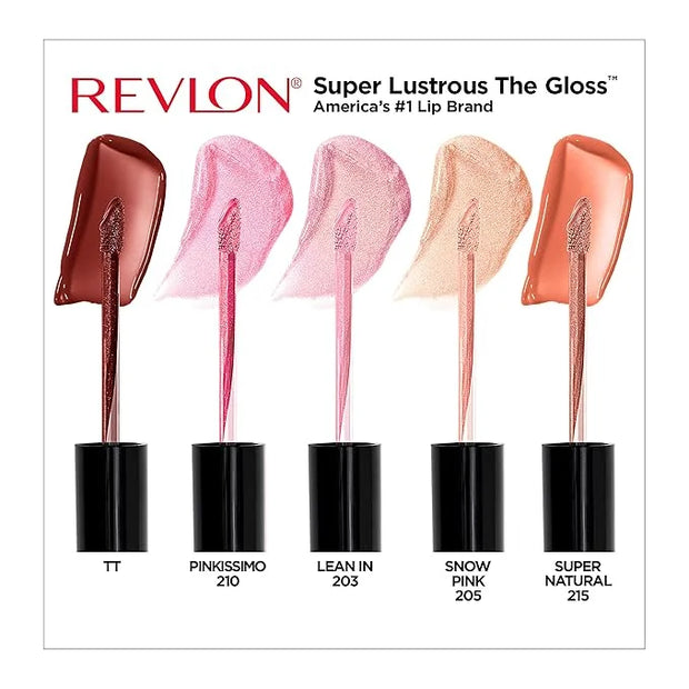 Revlon Super Lustrous The Gloss, 5 Piece Lipgloss Gift Set, Non-sticky High Shine Color in Cream & Pearl Finishes, Pack of...