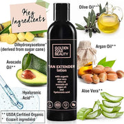 Tan Extender Daily Moisturizer - Best After Tanning Lotion w/Organic Oils and Hyaluronic Acid to Extend Your Tan from Sunl...