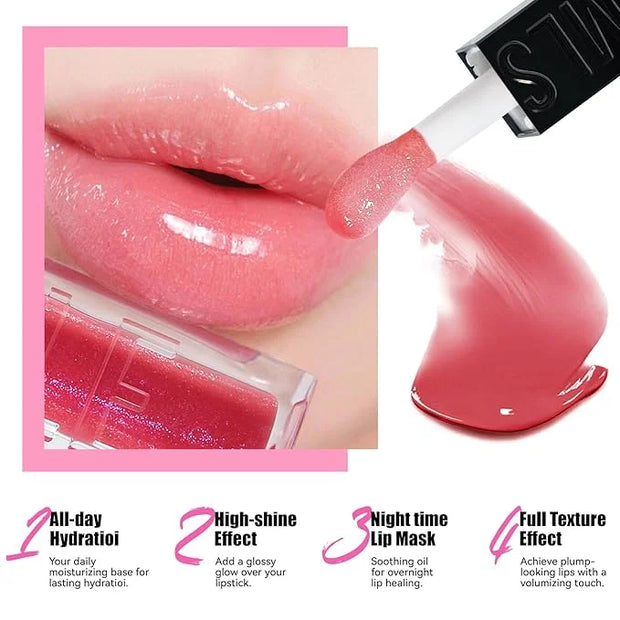 3PCS Hydrating Lip Glow Oil, Moisturizing Lip Oil Gloss,Plumping Lip Gloss,Natural Lip Plumper,No-Sticky Lip Gloss Lip Bal...