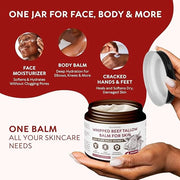 Beef Tallow for Skin, 4 Pack (17.2 fl oz) - Whipped Grass-Fed Moisturizer with Wild Honey & Beeswax, Natural Face & Body C...