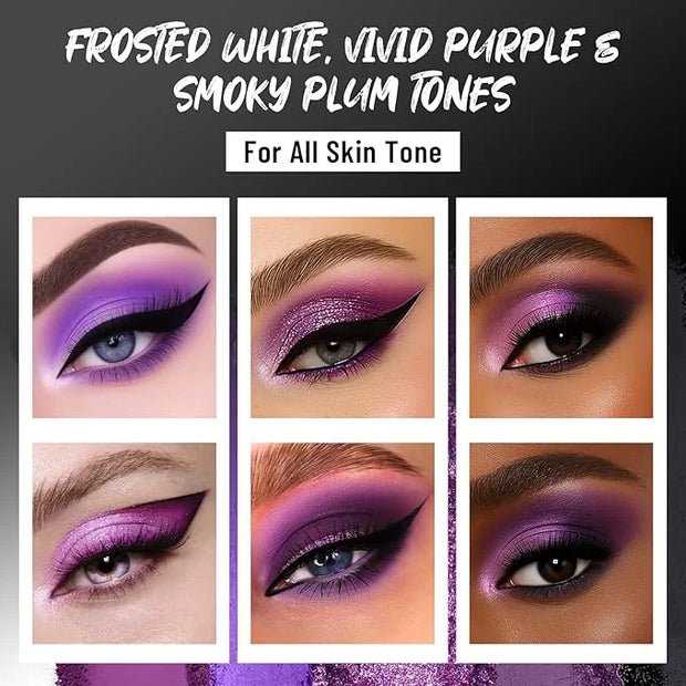 Purple Eyeshadow Palette with Mirror Lilac Violet Plum Tones Matte Shimmer Glitter 6 Colors Mini Eye Shadow Pallet Travel ...