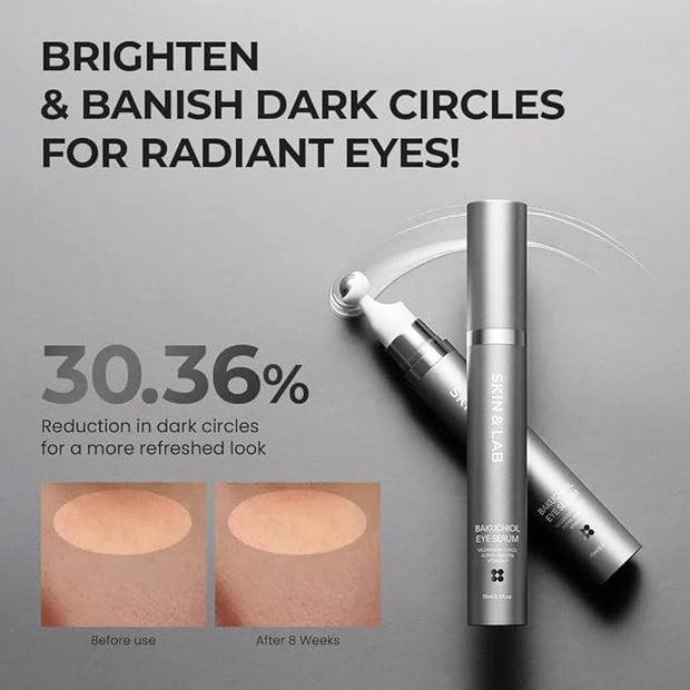 [SKIN&LAB] Bakuchiol Eye Serum with Caffeine, Roll-on Korean Under Eye Serum, Anti-Aging Wrinkle Care for Fine Lines, vega...