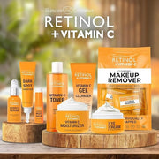 Retinol + Vitamin C Individually Wrapped Makeup Remover Wipes, travel essentials for Travel & On the Go, women facial clea...