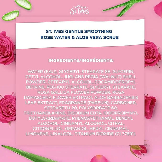 St. Ives Gentle Smoothing Face Scrub Our Gentlest Scrub Yet Rose Water and Aloe Vera Made with 100 percent Natural Exfolia...