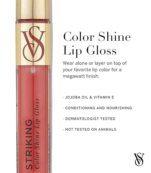 Victoria's Secret Color Shine Lip Gloss in Striking, Jojoba Oil & Vitamin E - Product Image