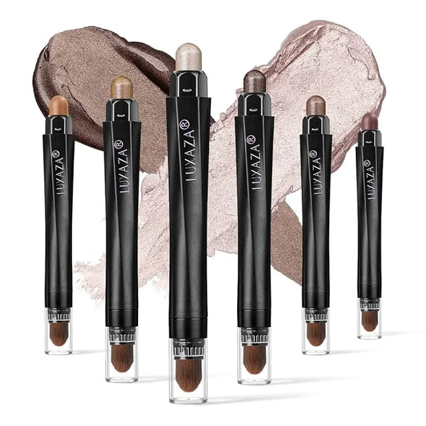 6PCS Cream Eyeshadow Stick Makeup Sets, Metallic And Matte Shimmer Eye Shadow Eye Brightener Stick Pencil Crayon, B02-Fall...