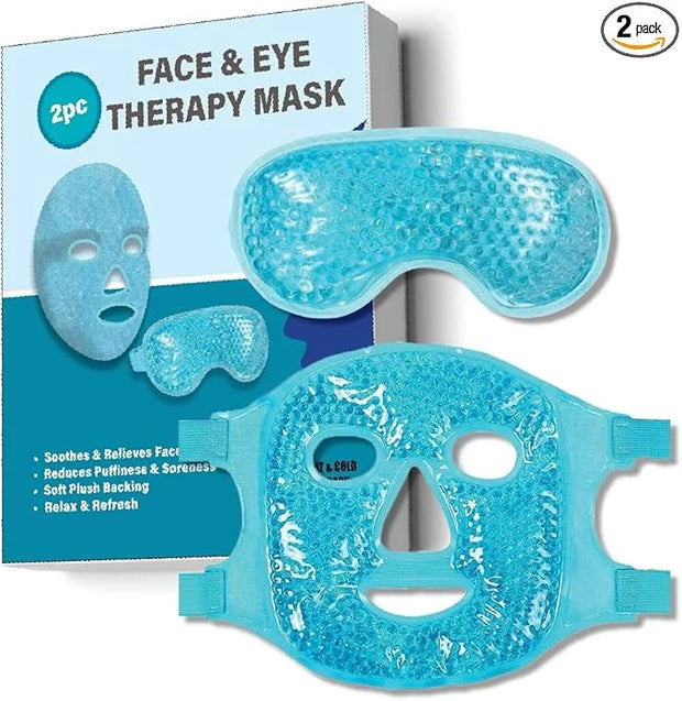 USA Merchant - 2PCs Cold & Hot Face and Eye Gel Mask, Reduce Puffiness, Dark Circles, Swelling, Headache, Skin Care Reusab...