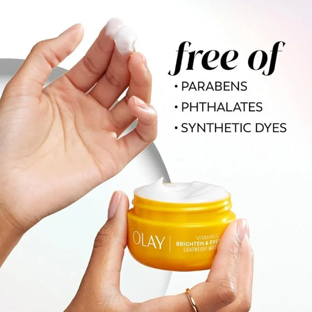 Olay Bright & Even Vitamin C with Lactic Acid Face Moisturizer, 2 oz Lightweight Brightening Face Cream for Uneven Skin To...