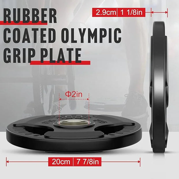 Holleyweb Weight Plates Olympic Rubber Grip Plates 2-Inch - Product Image