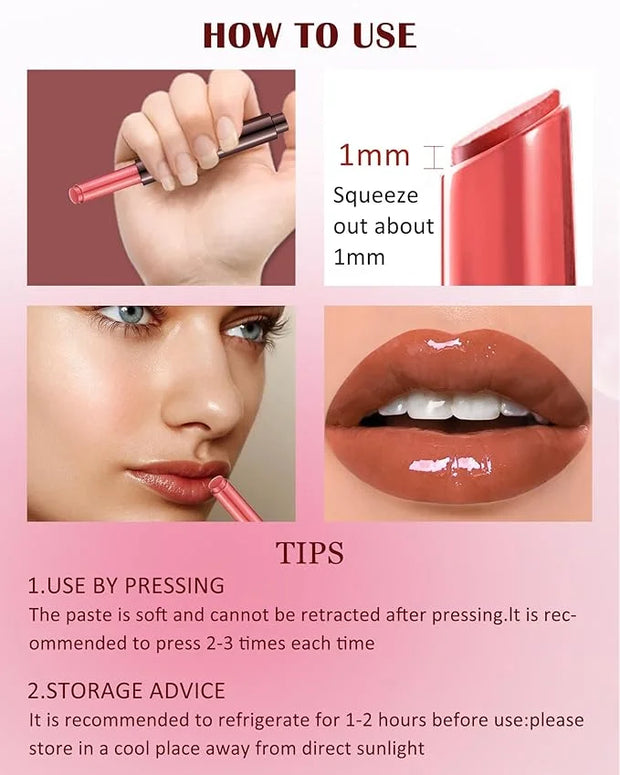 Hydrating Shimmer Lipstick,Moisturizing Jelly Lip Gloss,Shine Red Pink Lipstick Pen, Long Lasting Waterproof Tint Lip Balm...