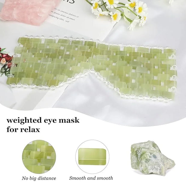 Jade Eye Mask, Facial Cooling Mask with 100% Real Jade for Hot & Cold Therapy to Reduce Wrinkles, Puffiness, Migraines, an...
