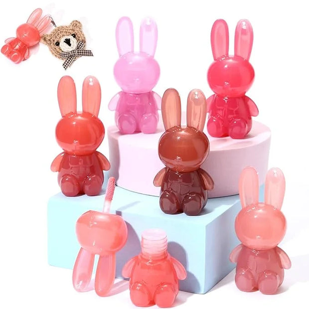 3Pcs Cute Rabbit Hydrating Lip Gloss Set,Cute Bunny Lip Glaze, Moisturising Jelly Liquid Lipsticks Lip Stain,Waterproof No...