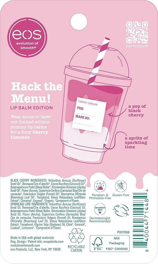 eos Flavor Lab Secret Menu Lip Balm - Cherry Limeade, Limited-Edition, Moisturizing, Hydrating, Dry Lips, Variety Pack, 0....