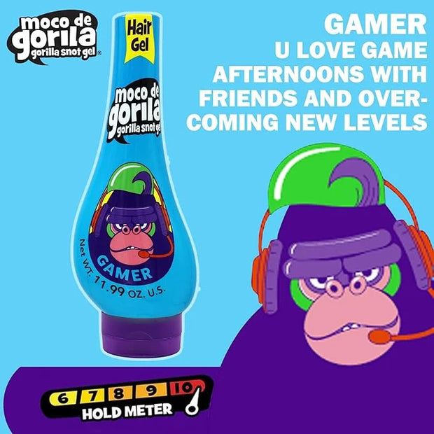 Moco de Gorila Gamer, Hair Styling Gel, Long-Lasting Hold, Reactivatable with Water, 3-Pack of 11.92 Oz Each, 3 Squeezable...