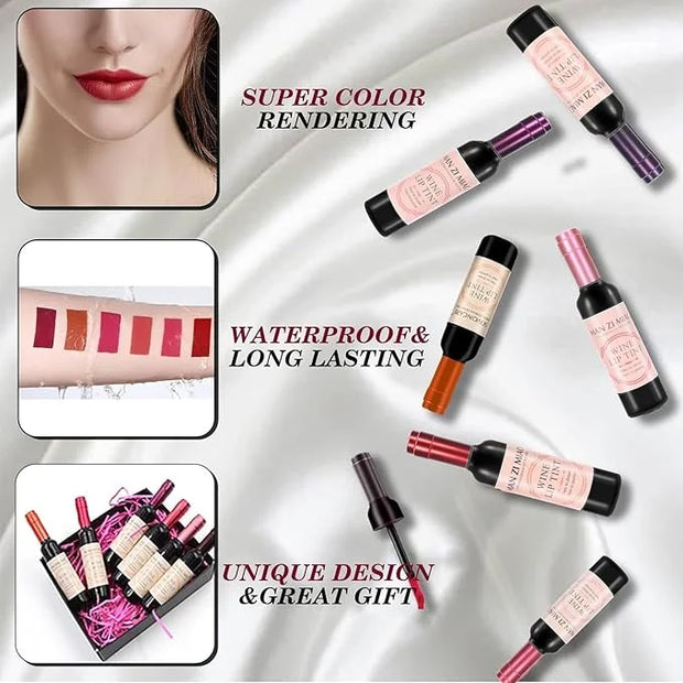 Wine Lip Tint 6 Colors Bottle Lipgloss Stain Waterproof Long Lasting Natural Liquid Lipstick Mini Make Up Gloss Matte Stic...