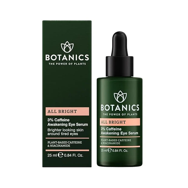 Botanics All Bright Caffeine Eye Serum - 3% Caffeine Awakening Under Eye Serum for Dark Circles and Puffiness - Refresh & ...