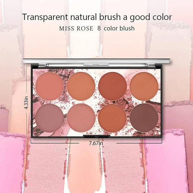 8 Colors Blush Palette, Matte Mineral Blush Powder Bright Shimmer Face Blush,Contour and Highlight Blush Palette,Professio...
