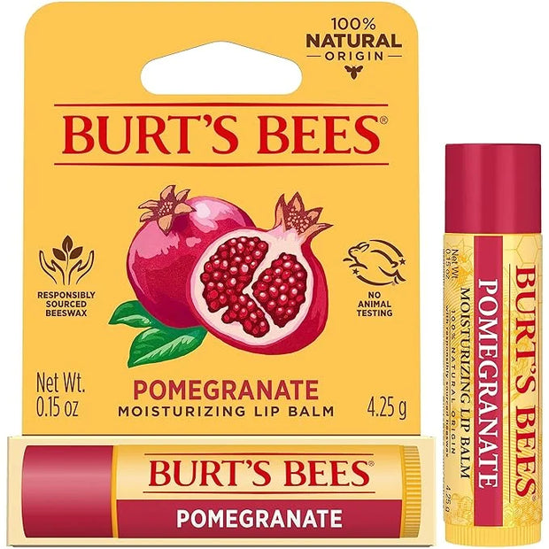 Burt's Bees Lip Balm, Pomegranate, Lip Moisturizer With Responsibly Sourced Beeswax, Tint-Free, Natural Conditioning Treat...