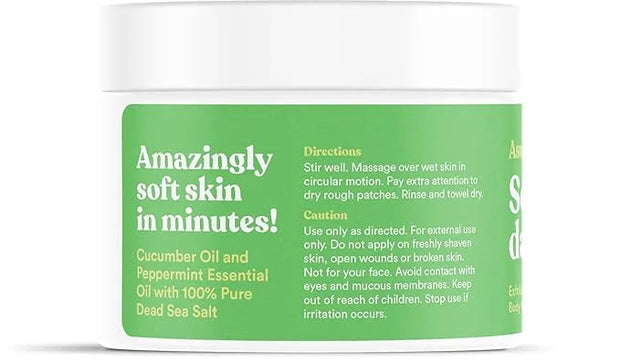 ASUTRA Dead Sea Salt Essential Oil Body Scrub Exfoliator (Cooling Cucumber), 16 oz - Ultra Hydrating, Gentle, & Moisturizi...