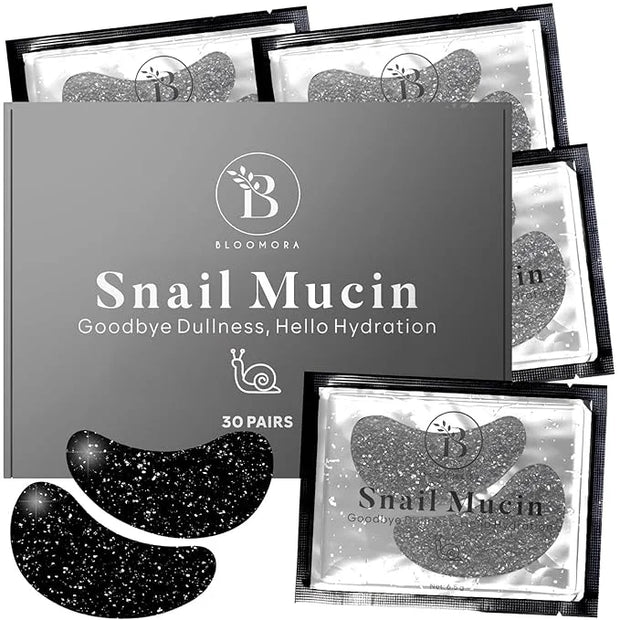 Snail Mucin Under Eye Patches (30 PAIRS), For Puffy Eyes and Dark Circles, Under Eye Mask with Hyaluronic Acid & Hydrolyze...