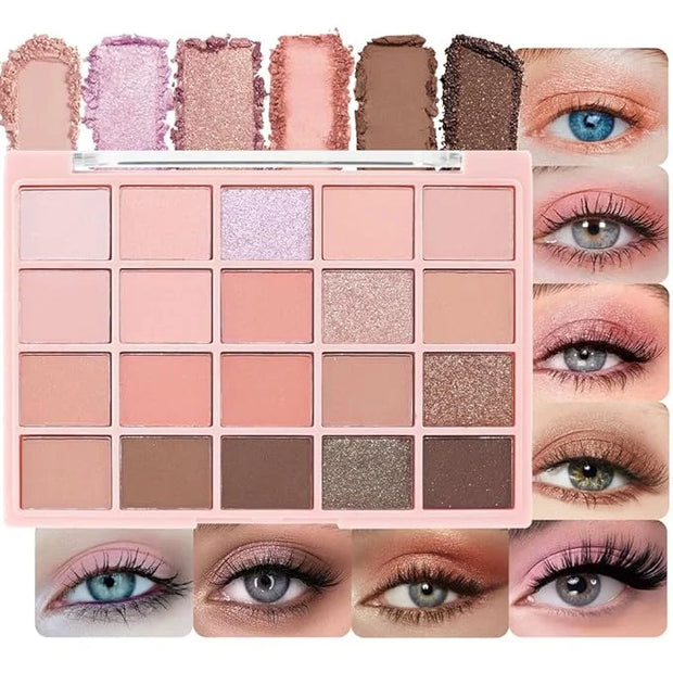 20Colors Nude Pink Brown Basics Matte Eyeshadow Palette,Eye Shadow Travel Makeup Palette all in one Long Lasting Waterproo...