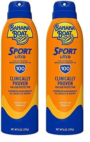 Banana Boat Sport Ultra SPF 100 Sunscreen Spray, 6oz | Sport Sunscreen Spray SPF 100, Banana Boat Sunscreen SPF 100 Spray,...