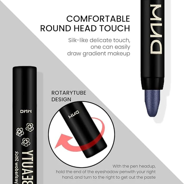 evpct Midnight Blue Shimmer Cream Eye Shadow Brightener Sticks Set for Eyes, Blue Shimmery Matte Pencil Eye shadow Applica...