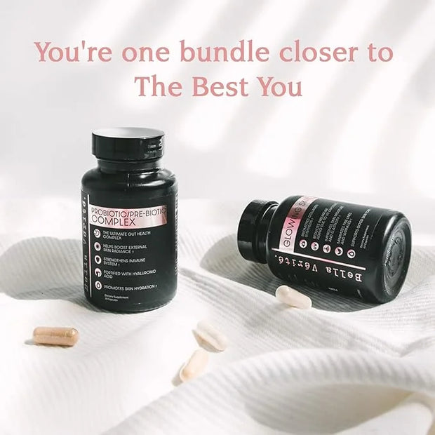 Bella Vérité. Probiotic/Prebiotic Complex for Women and Glowing Skin Collagen Boosting Complex Bundle, Vegan Skincare Set,...