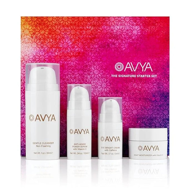 Avya Skincare Discovery Starter Set | Anti-Aging | Gentle Cleanser (15ml) + Anti-Aging Power Serum (10ml) + Eye Bright Cre...