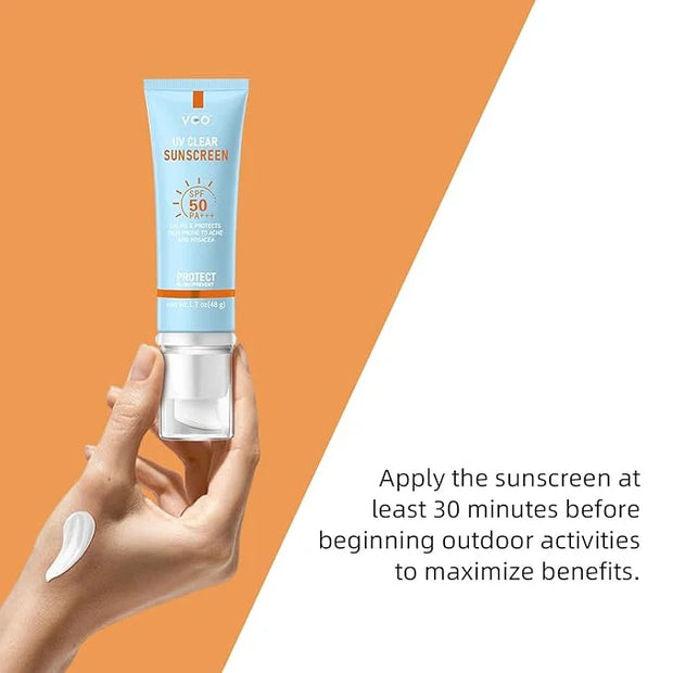 VGO Clear Face Sunscreen SPF 50, Hydrating Sun Essence Face Sunscreen Leaves No Sticky Feeling Travel Size Sunscreen Again...