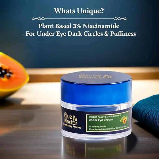 Blue Nectar Shubhr Under Eye Cream for Dark Circles with Papaya, Potato Starch & Niacinamide | Best Under Eye Cream for Me...